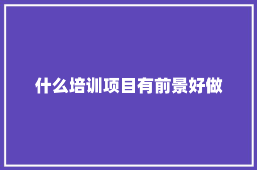 什么培训项目有前景好做