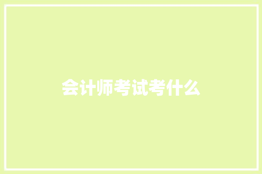 会计师考试考什么