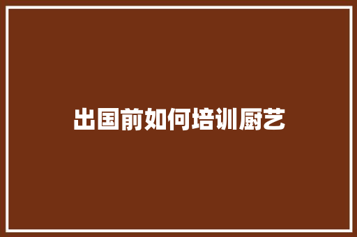 出国前如何培训厨艺