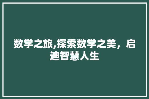 数学之旅,探索数学之美，启迪智慧人生