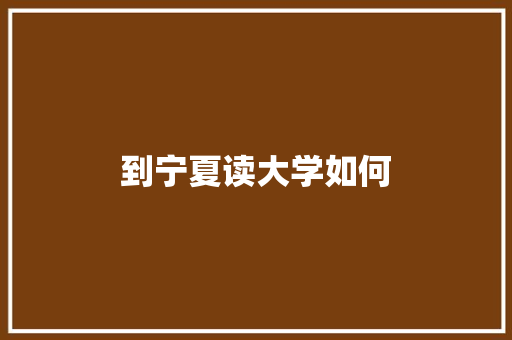 到宁夏读大学如何