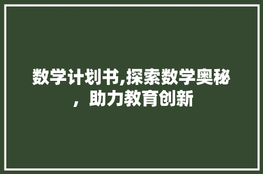 数学计划书,探索数学奥秘，助力教育创新