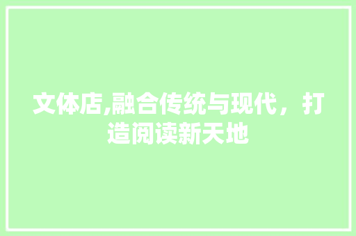 文体店,融合传统与现代，打造阅读新天地