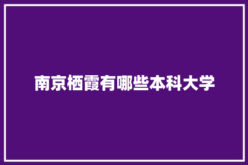 南京栖霞有哪些本科大学