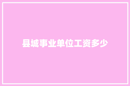 县城事业单位工资多少