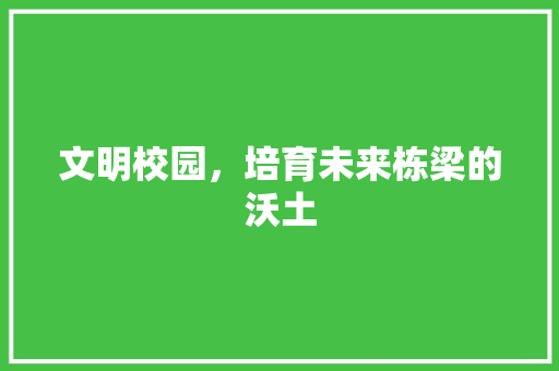 文明校园，培育未来栋梁的沃土