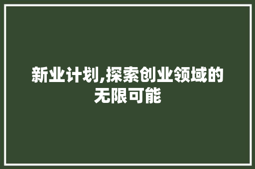 新业计划,探索创业领域的无限可能 名人名言