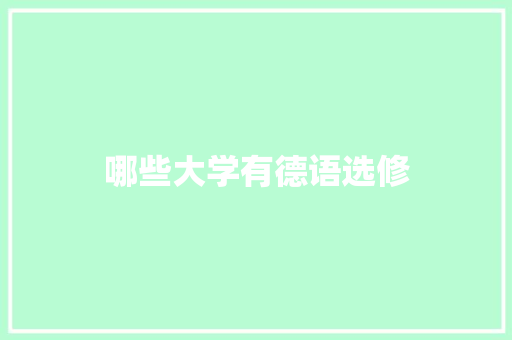 哪些大学有德语选修