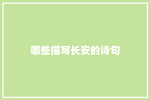 哪些描写长安的诗句