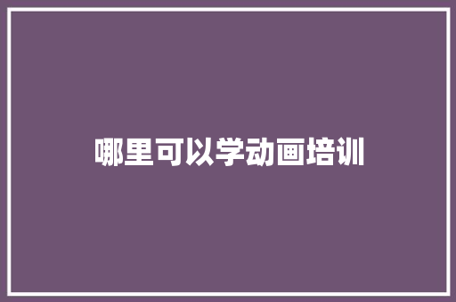 哪里可以学动画培训