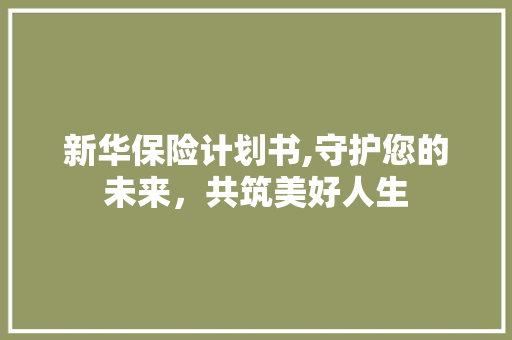 新华保险计划书,守护您的未来，共筑美好人生