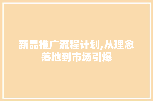新品推广流程计划,从理念落地到市场引爆