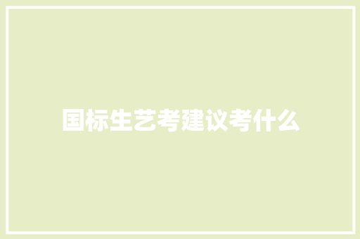 国标生艺考建议考什么