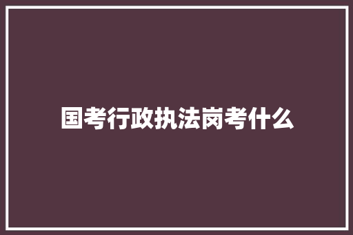 国考行政执法岗考什么