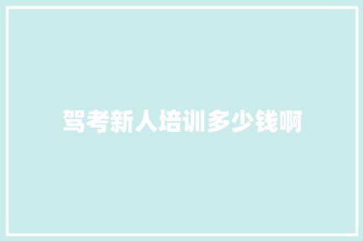 驾考新人培训多少钱啊