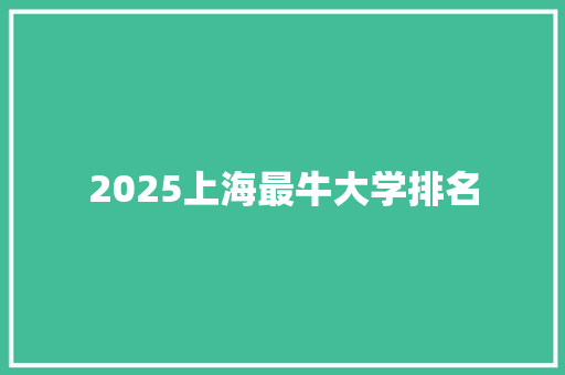 2025上海最牛大学排名