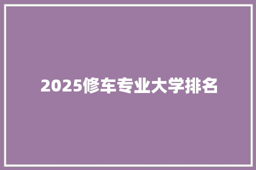 2025修车专业大学排名
