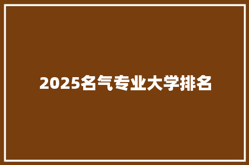 2025名气专业大学排名