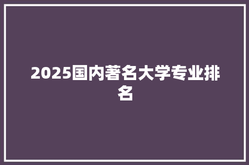 2025国内著名大学专业排名