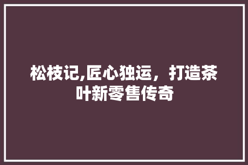 松枝记,匠心独运，打造茶叶新零售传奇