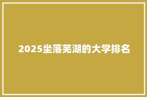 2025坐落芜湖的大学排名