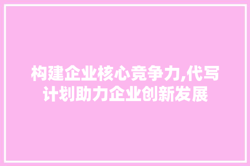 构建企业核心竞争力,代写计划助力企业创新发展