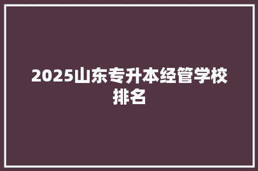 2025山东专升本经管学校排名