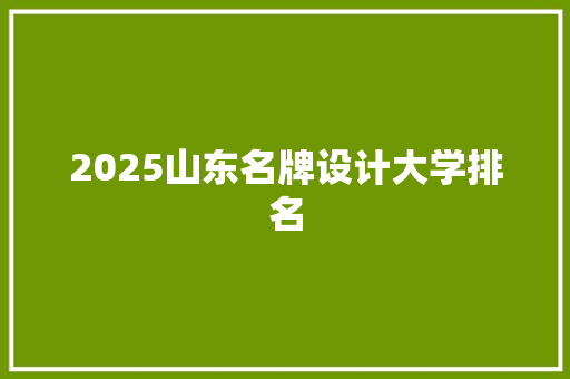 2025山东名牌设计大学排名