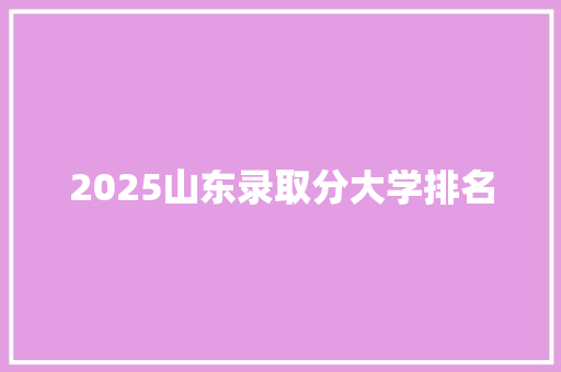 2025山东录取分大学排名