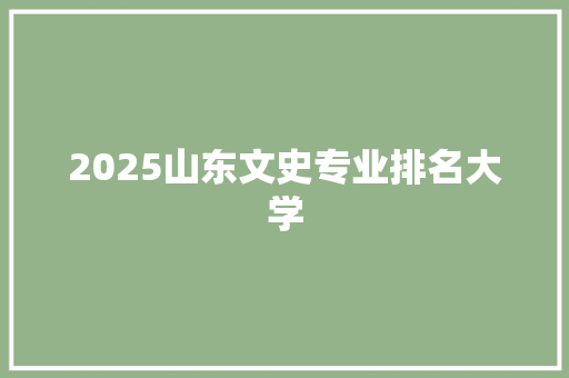 2025山东文史专业排名大学