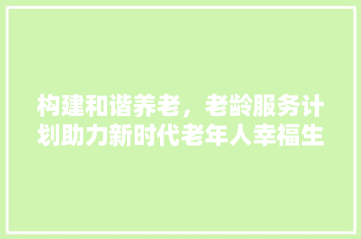 构建和谐养老，老龄服务计划助力新时代老年人幸福生活