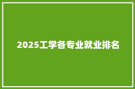 2025工学各专业就业排名