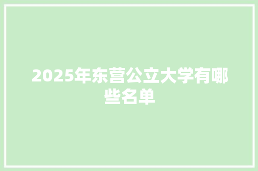 2025年东营公立大学有哪些名单