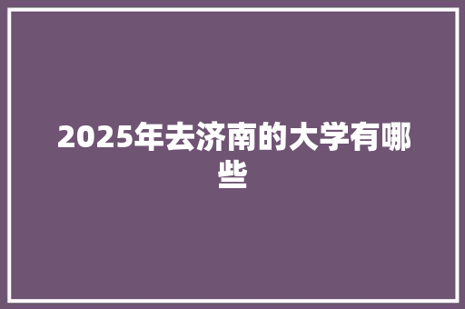 2025年去济南的大学有哪些