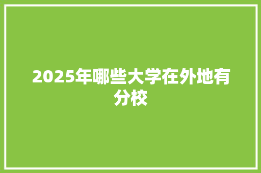 2025年哪些大学在外地有分校 个人简历