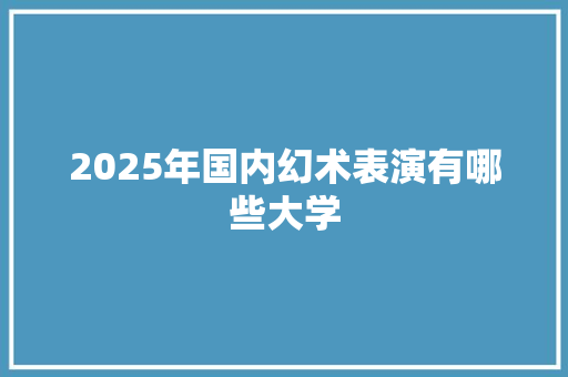 2025年国内幻术表演有哪些大学