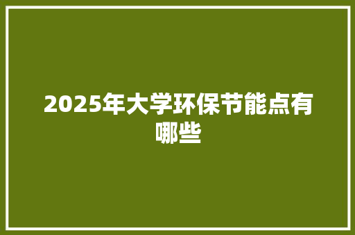 2025年大学环保节能点有哪些