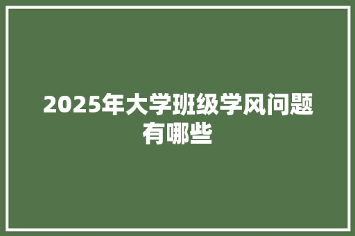 2025年大学班级学风问题有哪些