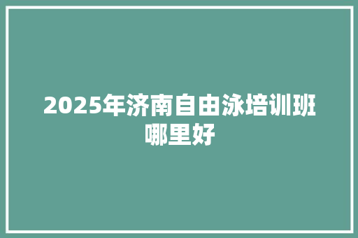 2025年济南自由泳培训班哪里好