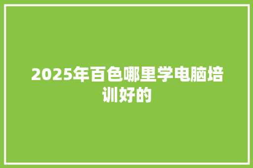 2025年百色哪里学电脑培训好的