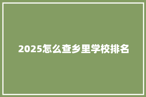 2025怎么查乡里学校排名