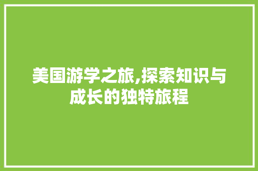 美国游学之旅,探索知识与成长的独特旅程