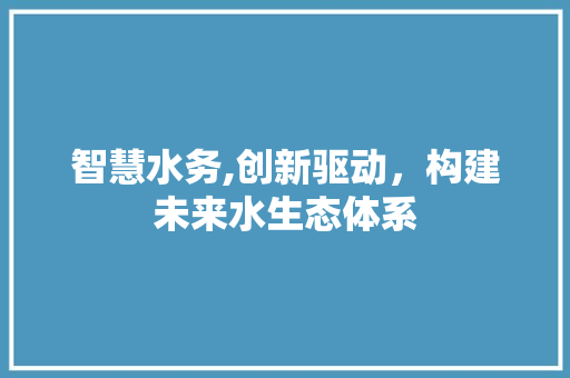智慧水务,创新驱动，构建未来水生态体系