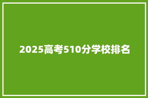 2025高考510分学校排名