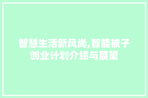 智慧生活新风尚,智能被子创业计划介绍与展望
