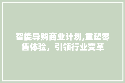 智能导购商业计划,重塑零售体验，引领行业变革