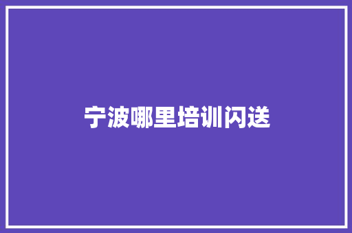 宁波哪里培训闪送