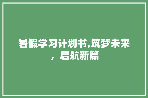 暑假学习计划书,筑梦未来，启航新篇