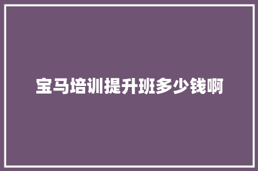 宝马培训提升班多少钱啊