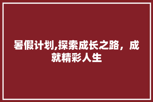 暑假计划,探索成长之路，成就精彩人生
